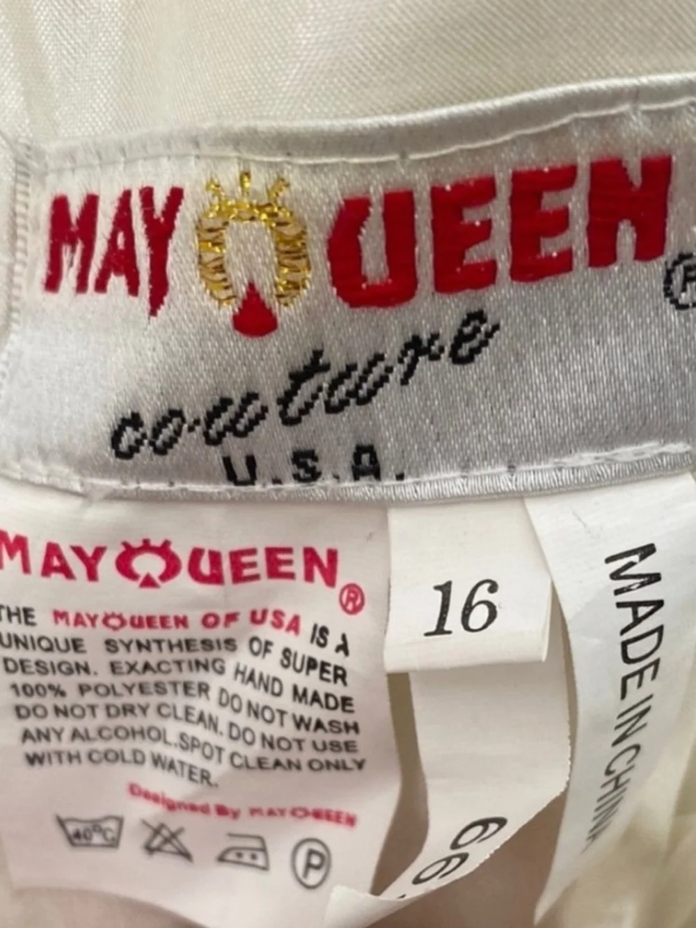 May Queen White One-Shoulder Floral Strap Chiffon A-Line Dress. Size 16 - Picture 10 of 10